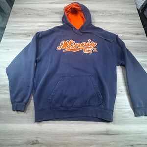VTG Y2K J America Illinois Fighting Illini Hoodie Script Retro Sweatshirt Size L